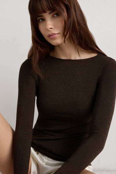 Maglia Girocollo in Modal Light con Cashmere Lamè