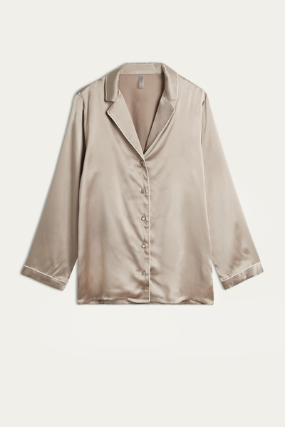 Mannish-Cut Jacket in Silk Satin