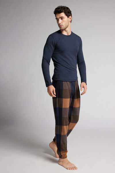Pantalon long à carreaux en tricot
