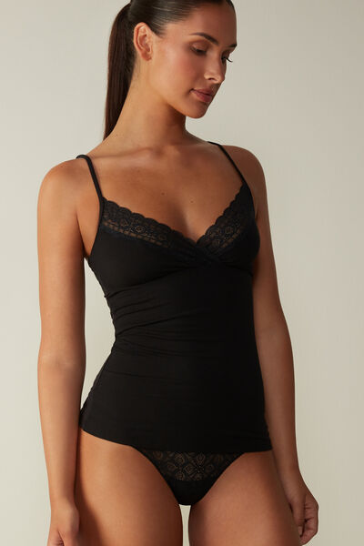 Top in Micromodal con Pizzo