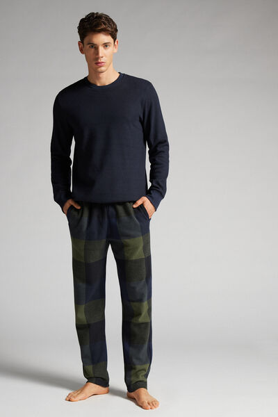 Full-Length Blue and Green Check Tricot Pyjamas