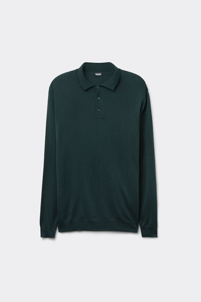 Long-Sleeved Jersey Polo Shirt