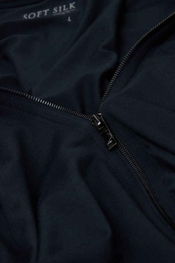 Felpa con Zip in Seta e Modal