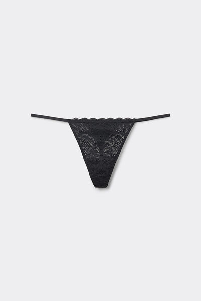 String-Tanga mit schmalen Seiten aus Spitze
