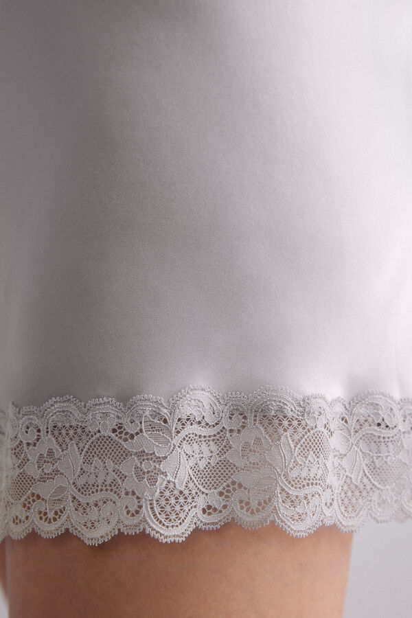 Intimissimi Beige Silk Slip With Lace Insert Detail