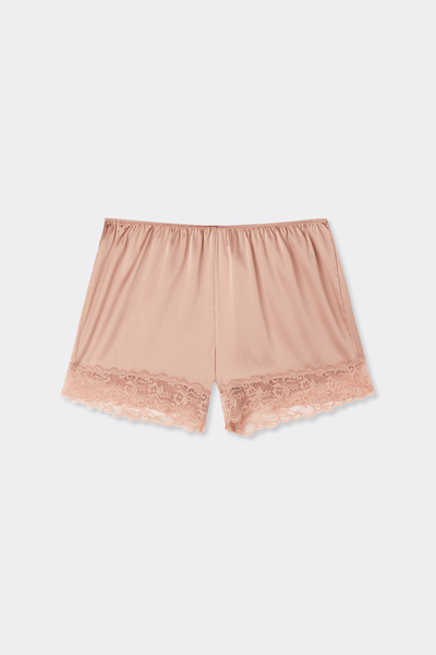 Lace Trim Silk Shorts