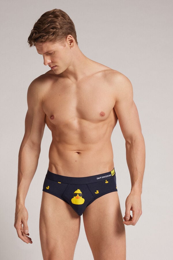 Natural Fresh Cotton Briefs with Rubber Duck Print