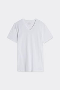 T-Shirt mit V-Ausschnitt aus elastischer Superior-Baumwolle