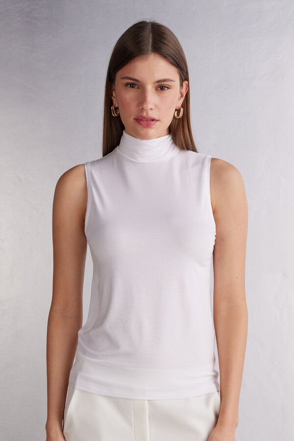 Sleeveless High-Neck Micromodal Top