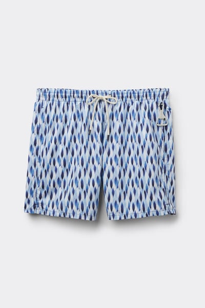 Swim Trunks with Blue/White Droplet Print