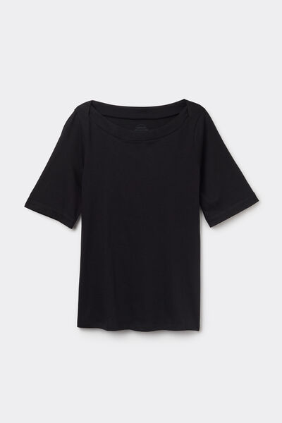 Kurzarmshirt mit U-Boot-Ausschnitt aus Baumwolle Ultrafresh