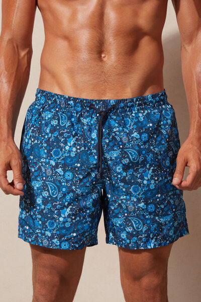 Blue Paisley Swim Shorts