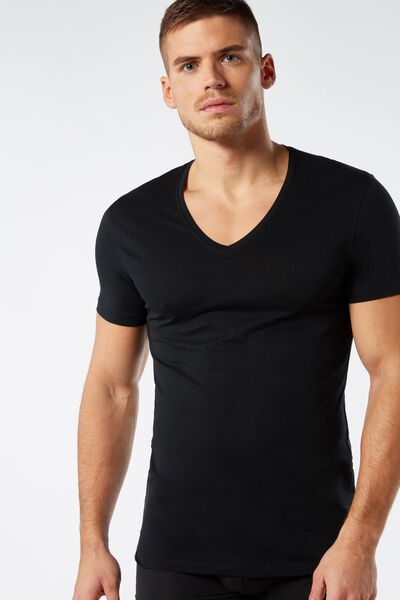 T-Shirt met V-Hals van Extrafijn Superieur Katoen