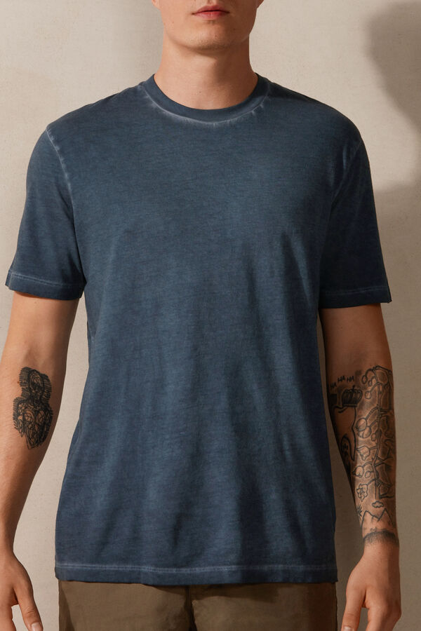 Oil Washed Short-Sleeved Cotton Top