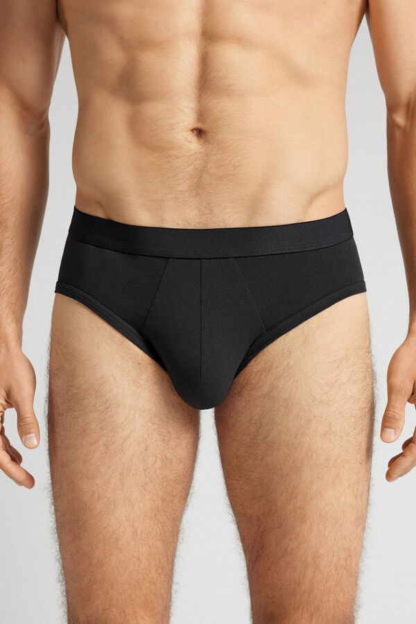 Cotton Briefs with Exposed Elasticated Waistband