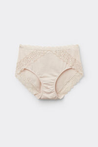 Semi-High Rise Cotton and Lace Knickers