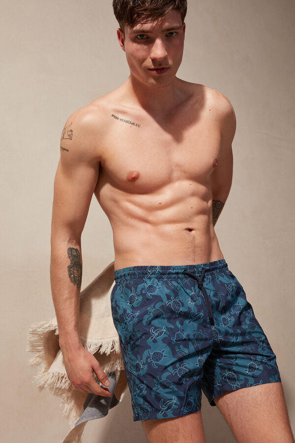 Turtle Print Swim Trunks