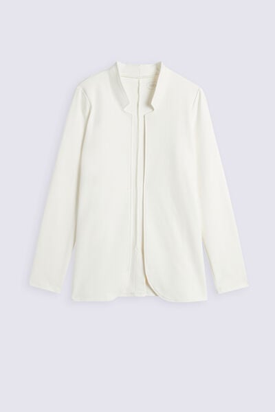 Long-Sleeved Cotton Interlock Cardigan