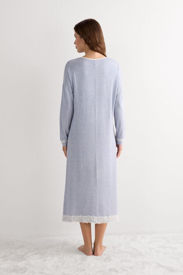 Długa Koszula Nocna z Koronkowymi Detalami