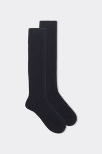 Lange Feinrippstrümpfe aus Cashmere und Wolle