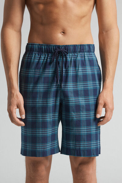 Pantalone Corto in Tela Stampa Check