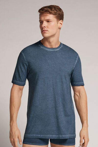 Oil Washed Short-Sleeved Cotton Top
