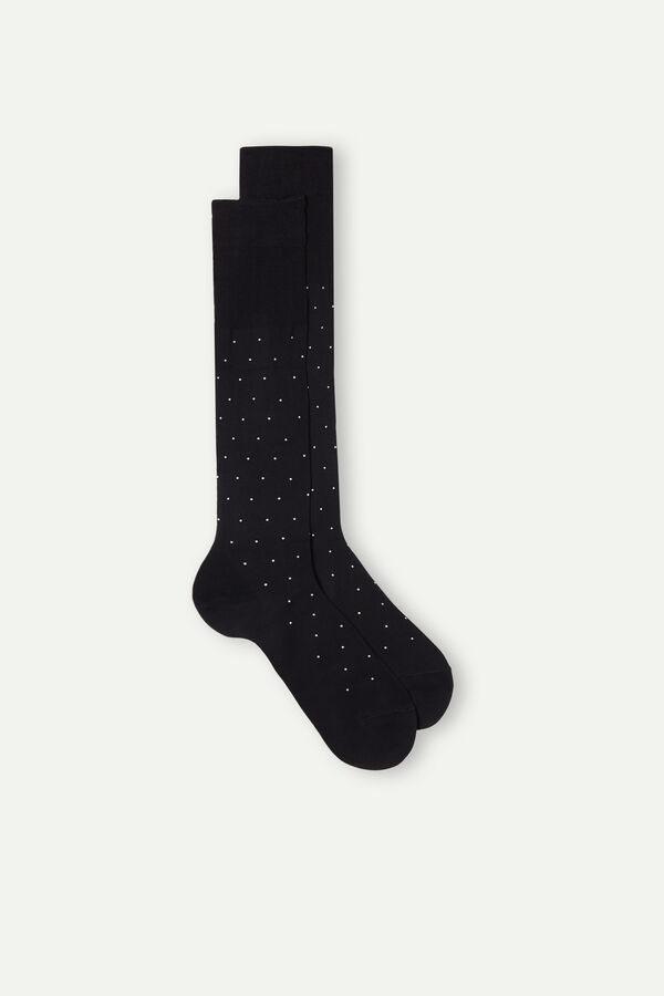 Chaussettes hautes pour homme en coton fil d'Écosse à motif