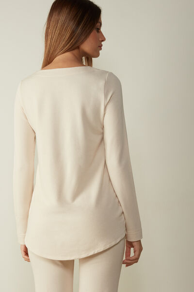 Long Sleeve Top in Plush Modal with Cashmere