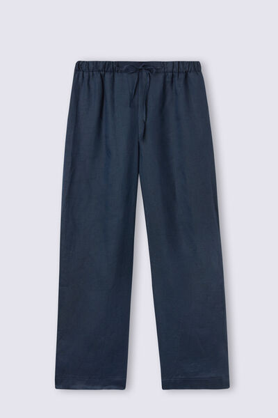 Pantalone Lungo con Coulisse in Tela di Lino
