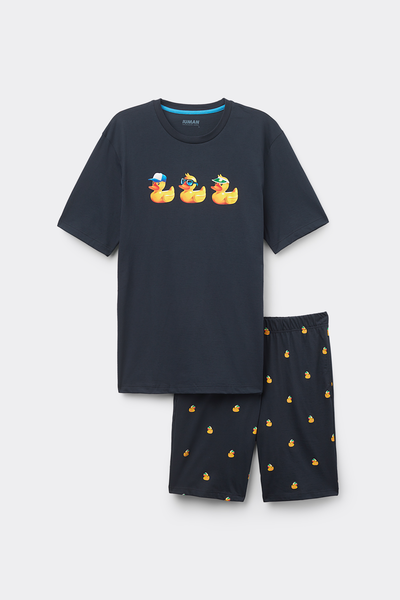 Short Duck-Print Cotton Pyjamas