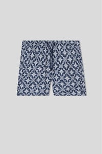 Shorts de Baño con Estampado de Mayólica Azul