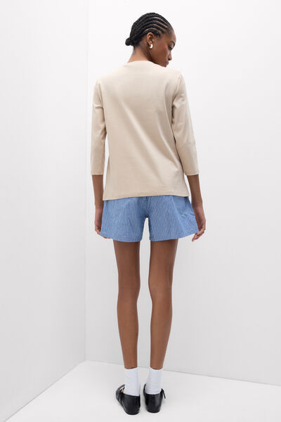 Maglia Manica 3/4 Scollo a Barchetta in Elevated Cotton