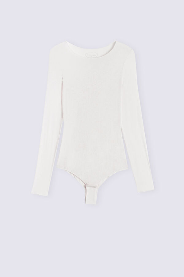 Long-Sleeve Bodysuit in Modal and Cashmere