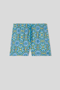 Costume Boxer Mare Corto Stampa Macro Maiolica
