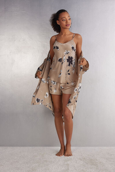 Top em Cetim de Viscose Autumn Blossom