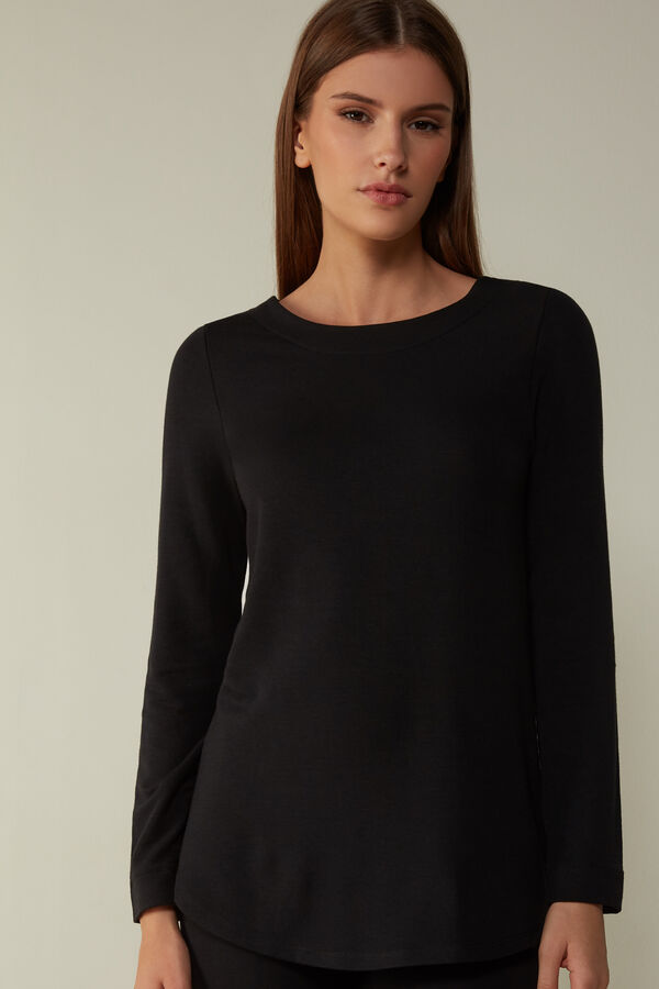 Langarmshirt aus Modal-Flausch mit Cashmere