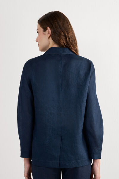 Veste croisée en toile de lin