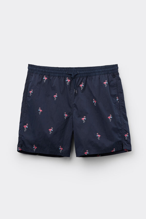 Calções de Banho Bordado Flamingos