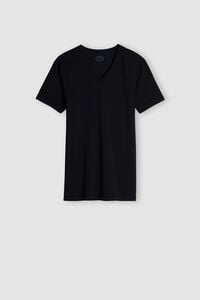T-shirt à col en V en coton Superior élasticisé