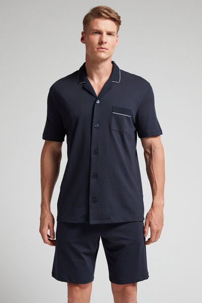 Button-Front Cropped Pyjamas in Supima Cotton