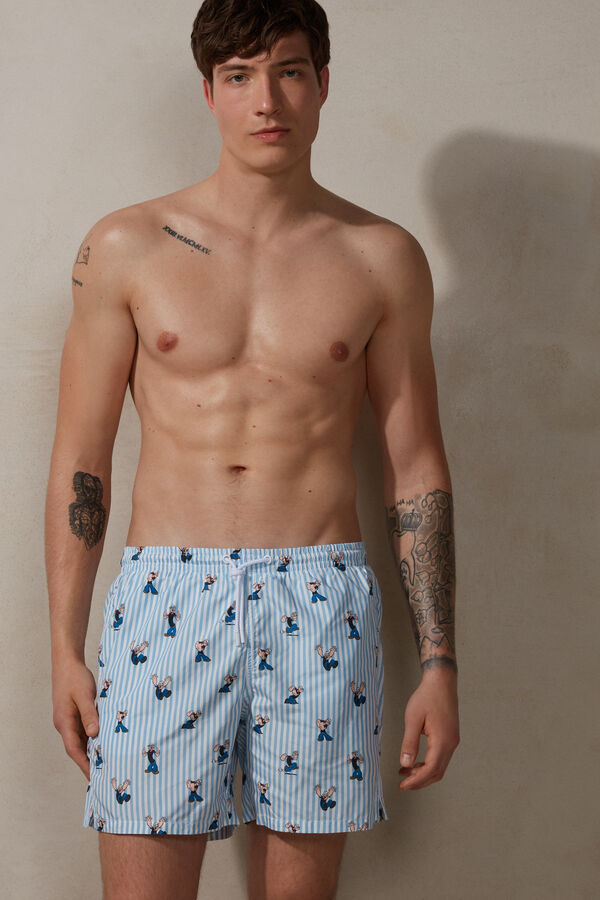 Popeye-Print Swim Shorts