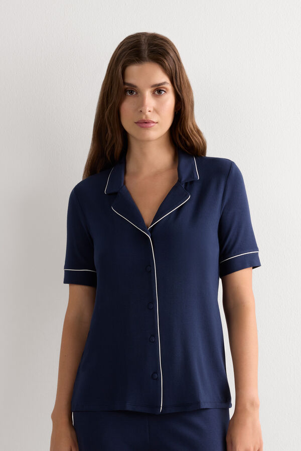 T-shirt manches courtes ouvert devant en modal