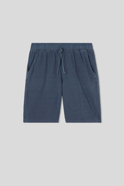 Washed Collection Cotton Shorts with Seam