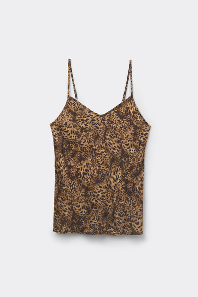 Top em Cetim de Viscose com Estampado Animal Always Glamorous
