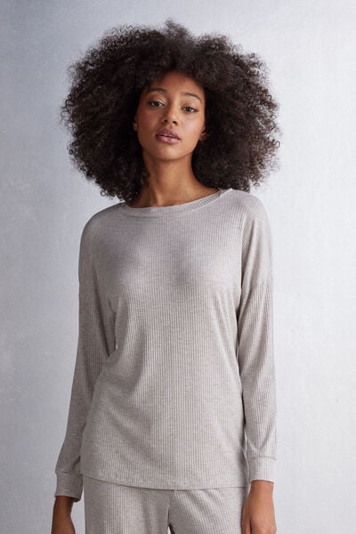 Chic Comfort Long-Sleeved Boat-Neck Modal Top