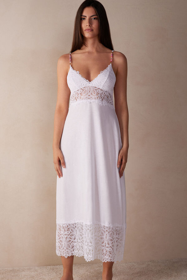 DYLH Slip Dress with Built in Bra Beach Dress Cotton Nightgowns
