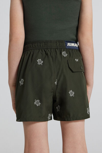 Boys&rsquo; Turtle-Embroidered Swim Trunks