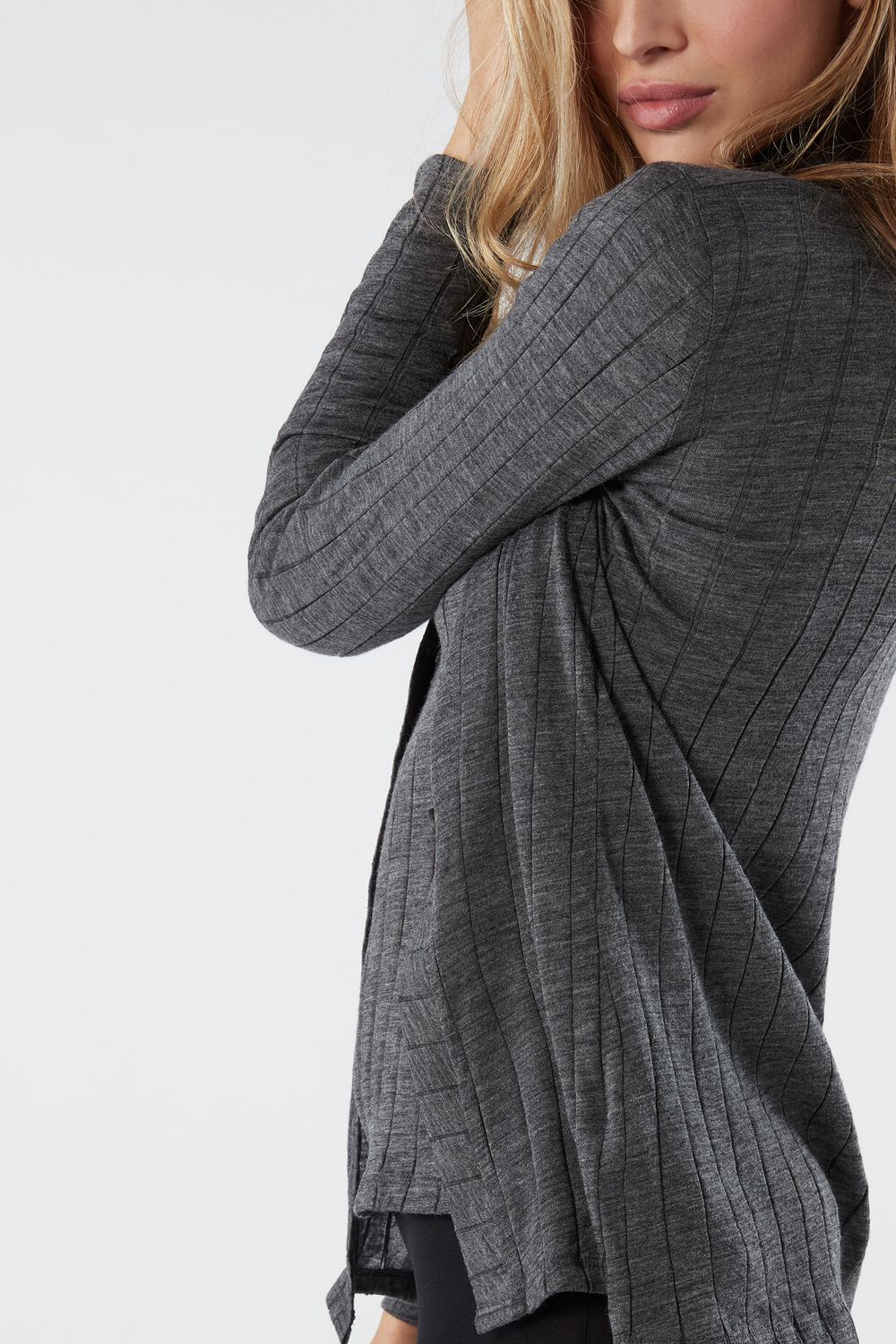 Cardigan in lana e nylon imbottito