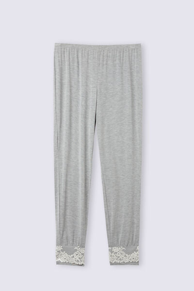 Pretty Flowers Full-Length Modal Trousers with Cuffs