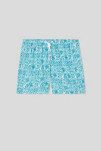 Badeshorts mit kleinem Majolika-Print